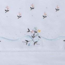 Βαμβακερή μαξιλαροθήκη με κέντημα 050 (46cm X 70cm) λευκό με χρώμα ζευγάρι