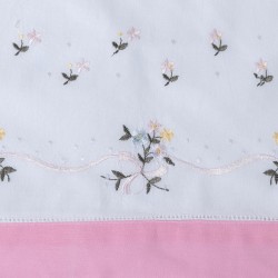 Βαμβακερή μαξιλαροθήκη με κέντημα 050 (46cm X 70cm) λευκό με ρόζ φάσα ζευγάρι
