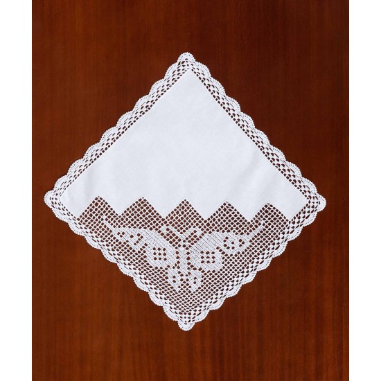 Silk Fashion Χειροποίητο Κοφτό Καρέ 07 (90Cm X 90Cm) Λευκό