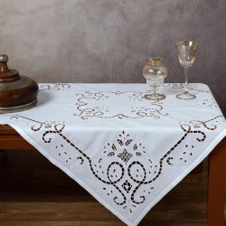 Silk Fashion Χειροποίητο Κοφτό Τραπεζοκαρέ 09 (140Cm X 140Cm) Λευκό