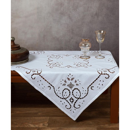 Silk Fashion Χειροποίητο Κοφτό Τραπεζοκαρέ 09 (140Cm X 140Cm) Λευκό
