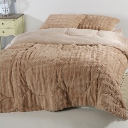 Κουβερτοπάπλωμα Burble (240cm X 260cm +2 X50cm X 70cm) ανοιχτό καφέ 