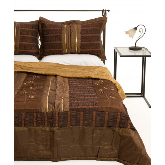 Silk Fashion Κουβερλι Σετ )160Cm X 220Cm + 1 X 50Cm X 70Cm) 10506 Καφέ