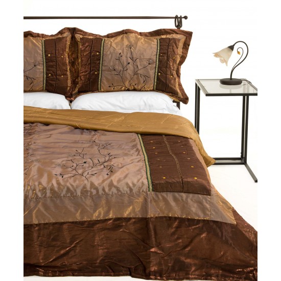 Silk Fashion Κουβερλι Σετ (160Cm X 220Cm + 1 X 50Cm X 70Cm) 10507 Καφέ
