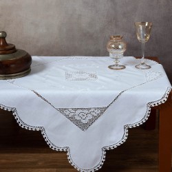 Καρέ με πλεκτό 1153 (90cm X 90cm) λευκό