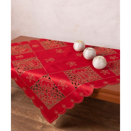 Τραπεζοκαρέ χριστουγεννιάτικο 1180 (130cm X 130cm) κόκκινο