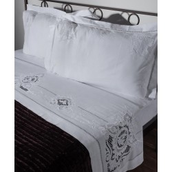 Silk Fashion Χειροποιητο Κοφτο Σεντονι 2105 Τεσσαρων Τεμαχιων (225Cm X 270Cm) Λευκο