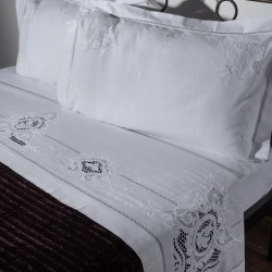 Silk Fashion Χειροποιητο Κοφτο Σεντονι 2105 Τεσσαρων Τεμαχιων (225Cm X 270Cm) Λευκο