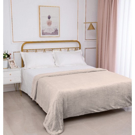 Silk Fashion Κουβέρτα Με Sherpa Damask (220Cm X 240Cm) Camel