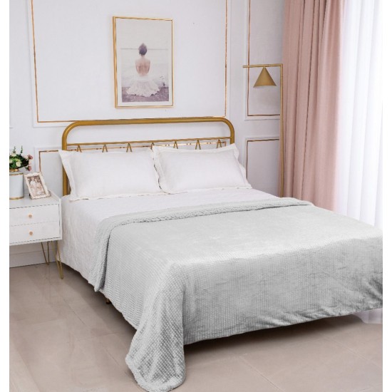 Silk Fashion Κουβέρτα Με Sherpa Damask (220Cm X 240Cm) Light Grey