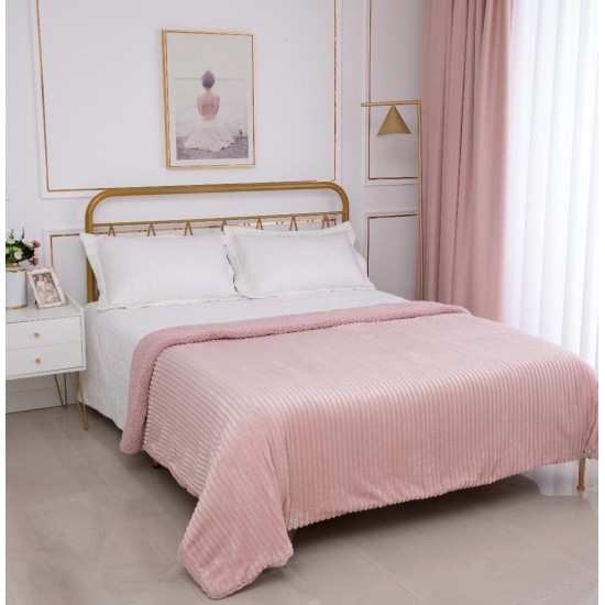Silk Fashion Κουβέρτα Με Sherpa Kotle (220Cm X 240Cm) Old Rose