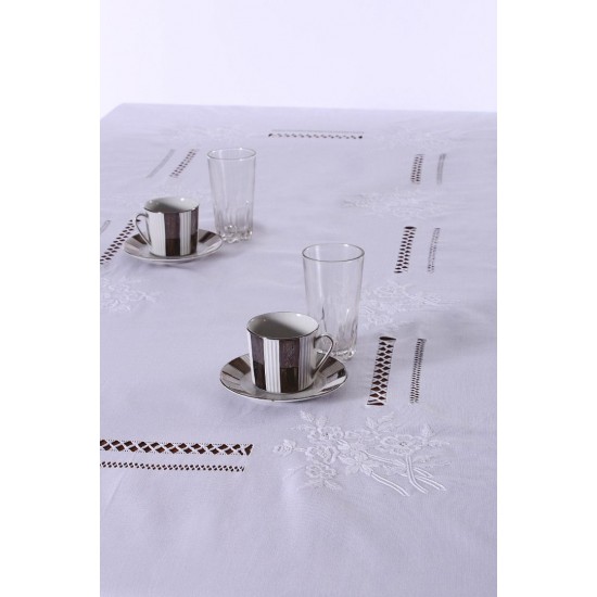 Silk Fashion Χειροποίητο Τραπεζομάντηλο 232 (170Cm X 270Cm) Λευκό
