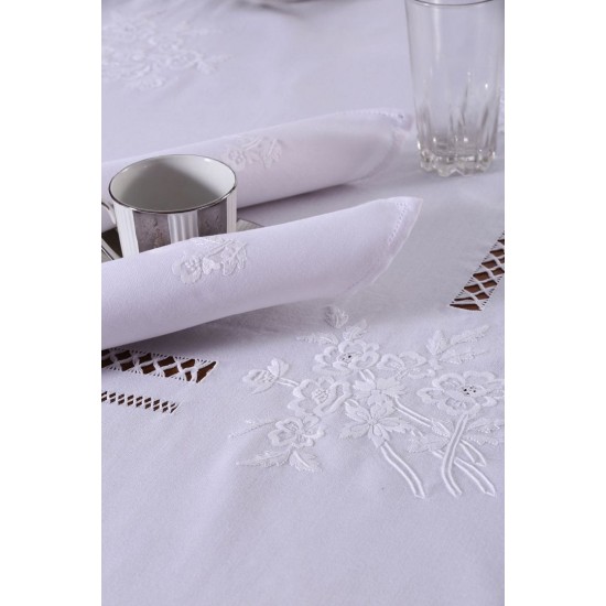 Silk Fashion Χειροποίητο Τραπεζομάντηλο 232 (170Cm X 270Cm) Λευκό