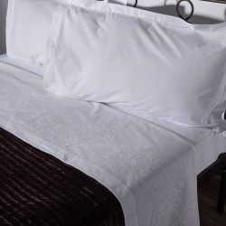 Silk Fashion Χειροποίητο Σεντόνι 2468 Τεσσάρων Τεμαχίων (225Cm X 270Cm) Λευκό