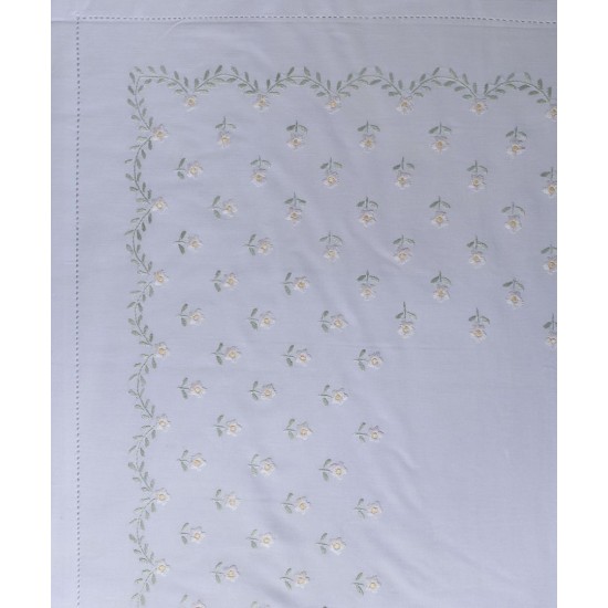 Silk Fashion Χειροποιητο Σεντονι Με Κεντημα 2806A Τεσσαρων Τεμαχιων (225Cm X 270Cm) Λευκο Κιτρινο