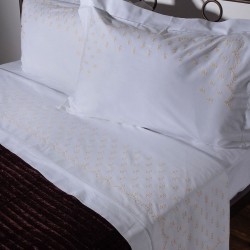 Silk Fashion Χειροποιητο Σεντονι Με Κεντημα 2806B Τριων Τεμαχιων (180Cm X 270Cm) Λευκο Κιτρινο