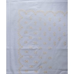 Silk Fashion Χειροποιητο Σεντονι Με Κεντημα 2806B Τεσσαρων Τεμαχιων (225Cm X 270Cm) Λευκο Κιτρινο