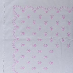Silk Fashion Χειροποιητο Σεντονι Με Κεντημα 2806B Τεσσαρων Τεμαχιων (225Cm X 270Cm) Λευκο Ροζ