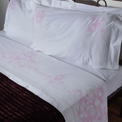 Silk Fashion Χειροποιητο Anebato Σεντονι 2827 Τεσσαρων Τεμαχιων (225Cm X 270Cm) Λευκο/Ροζ