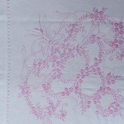 Silk Fashion Χειροποιητο Anebato Σεντονι 2827 Τεσσαρων Τεμαχιων (225Cm X 270Cm) Λευκο/Ροζ