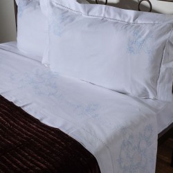 Silk Fashion Χειροποιητο Anebato Σεντονι 2827 Τεσσαρων Τεμαχιων (225Cm X 270Cm) Λευκο/Σιελ