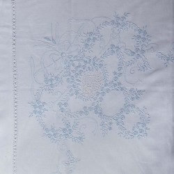 Silk Fashion Χειροποιητο Anebato Σεντονι 2827 Τεσσαρων Τεμαχιων (225Cm X 270Cm) Λευκο/Σιελ
