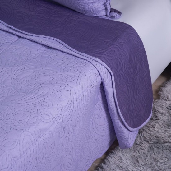 Silk Fashion Υπερδιπλο Κουβερλι (220Cm X 240Cm + 2 X 50Cm X 70Cm )Solid Light Lila/ Dark Lila