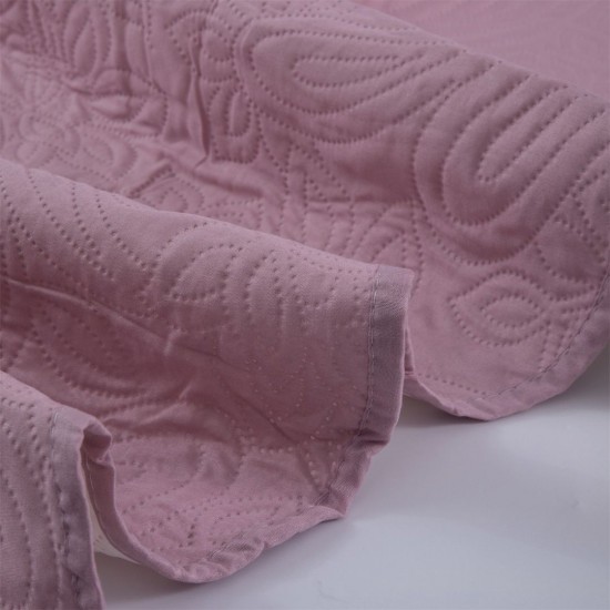 Silk Fashion Μονό Κουβερλί Solid (160Cm X 220Cm + 1 X 50Cm X 70Cm ) Amethyst/Cream