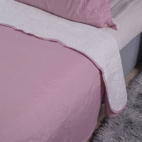 Silk Fashion Μονό Κουβερλί Solid (160Cm X 220Cm + 1 X 50Cm X 70Cm ) Amethyst/Cream