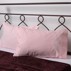 Βαμβακερή μαξιλαροθήκη με ροκοκό 311-6 (46cm X 70cm) ρόζ ζευγάρι