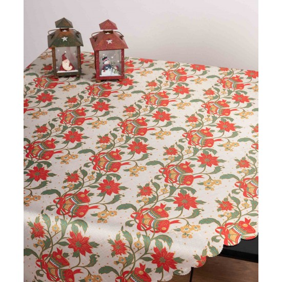 χριστουγεννιάτικο τραπεζομάντηλο (140cm X 180cm) 326 Ivory καμπάνες