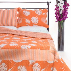 Silk Fashion Κουβερλι Σετ( 220Cm X 240Cm + 2 X 50Cm X 70Cm) 350 Πορτοκαλί