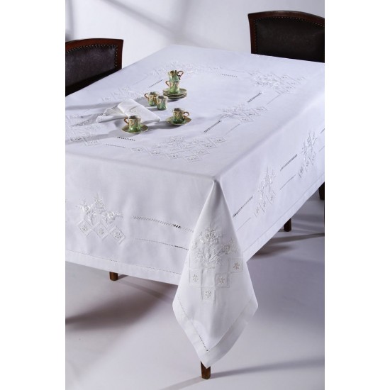 Silk Fashion Χειροποίητο Τραπεζομάντηλο 373 (170Cm X 270Cm) Λευκό