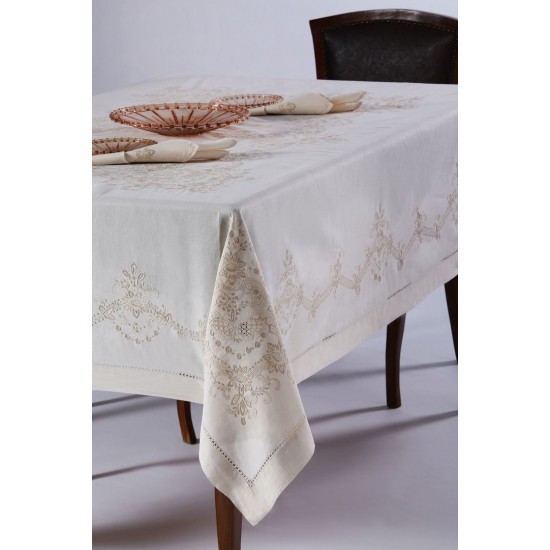 Silk Fashion Χειροποίητο Τραπεζομάντηλο 3X43 (170Cm X 220Cm) Μπέζ