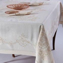 Silk Fashion Χειροποίητο Τραπεζομάντηλο 3X43 (170Cm X 220Cm) Μπέζ