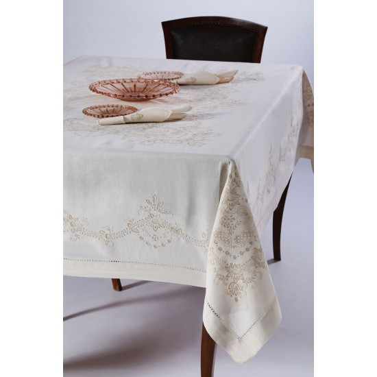 Silk Fashion Χειροποίητο Τραπεζομάντηλο 3X43 (170Cm X 220Cm) Μπέζ