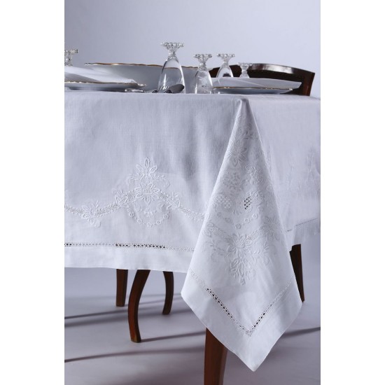 Silk Fashion Χειροποίητο Τραπεζομάντηλο 3X43 (170Cm X 270Cm) Λευκό