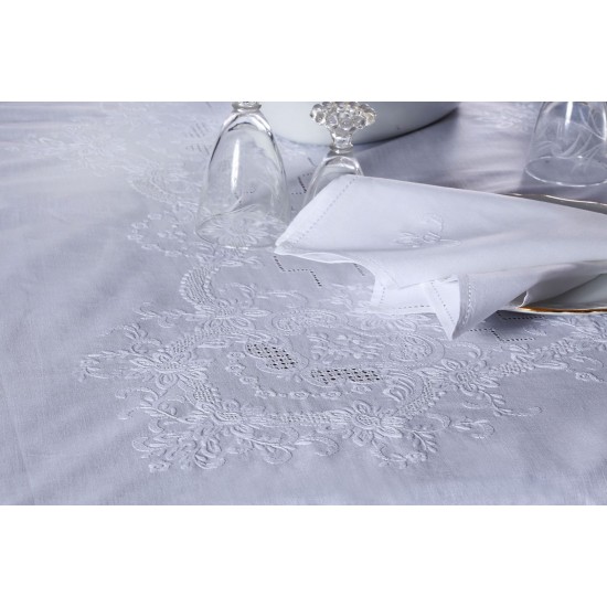 Silk Fashion Χειροποίητο Τραπεζομάντηλο 3X43 (170Cm X 270Cm) Λευκό