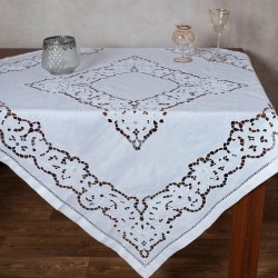 Silk Fashion Χειροποίητο Κοφτό Τραπεζομάντηλο (140Cm X 140Cm) 412 Λευκό