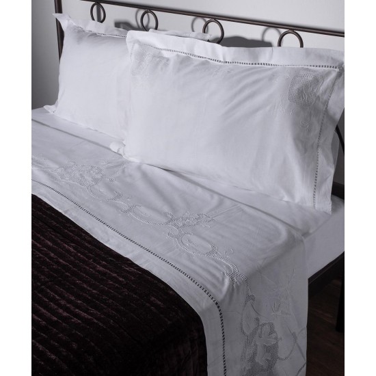 Silk Fashion Σεντονι 415/37 Τριων Τεμαχιων (225Cm X 270Cm) Λευκο