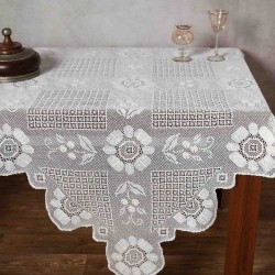 Μερσεριζέ πλεκτό τραπεζοκαρέ 4567 (140cm X 140cm) μπέζ