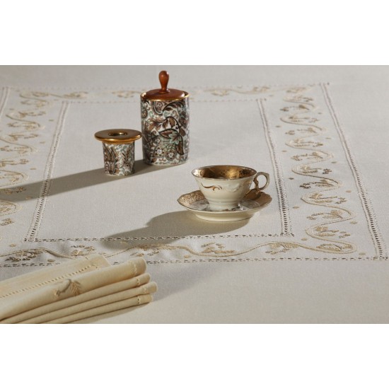 Silk Fashion Χειροποίητο Τραπεζομάντηλο 5005 (170Cm X 270Cm) Λαδί