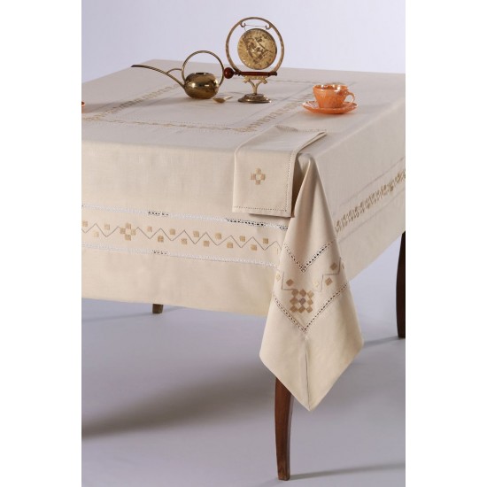Silk Fashion Χειροποίητο Τραπεζομάντηλο 5013 (170Cm X 220Cm) Λαδί