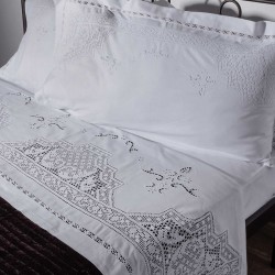Silk Fashion Χειροποιητο Πλεκτο Σεντονι 5088 Τεσσαρων Τεμαχιων (225Cm X 270Cm) Λευκο