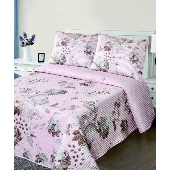 Silk Fashion Κουβερλι Σετ (220Cm X 240Cm + 2 X 50Cm X 70Cm) 5305 Ρόζ