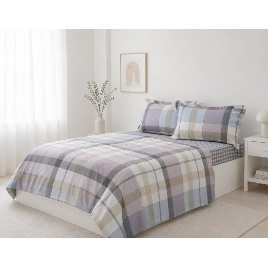 Σετ σεντόνια βαμβακερά 200TC (160cm x 200cm + 35cm) grid