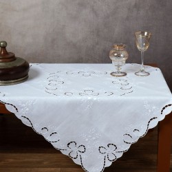 Silk Fashion Χειροποίητο Κοφτό Καρέ 604 (90Cm X 90Cm) Λευκό