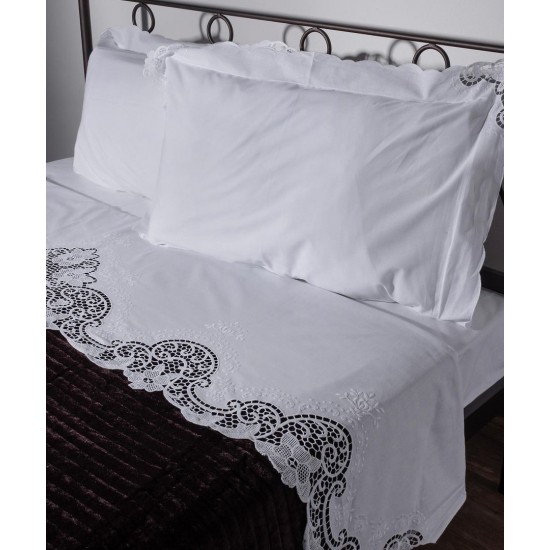 Silk Fashion Χειροποιητο Κηπουρ Σεντονι 6105 Τεσσαρων Τεμαχιων (225Cm X 270Cm) Λευκο
