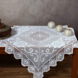Χειροποίητο μερσεριζέ πλεκτό καρέ 6125 (90cm X 90cm) λευκό