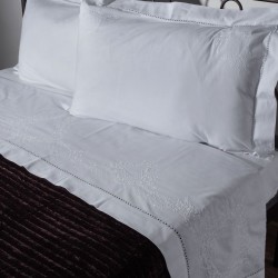 Silk Fashion Χειροποιητο Σεντονι 624 Τεσσαρων Τεμαχιων (225Cm X 270Cm) Λευκο